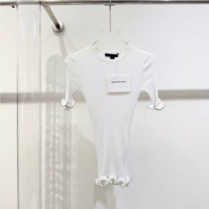 Authentic Alexander Wang White Curled Hem Ribbed Tee